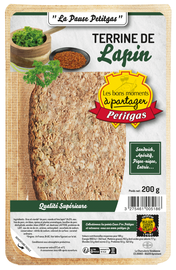Terrine de lapin tranche 200g - Petitgas